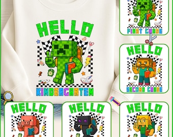 Gamer Back to School Png Bundle, First day of school PNG, Hello Kindergarten Boy, Colorful Pixel Grade Sublimation, School Boy Shirt Design