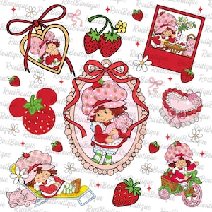 Niedliches Beerenmädchen Kokette Bogen Png, Beere Süßes Mädchen Cartoon Kinder Png, Kleines Beerenmädchen zum Geburtstag, Cartoon Erdbeerfigur 80er Jahre Png