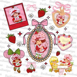 Niedliches Beerenmädchen Kokette Bogen Png, Beere Süßes Mädchen Cartoon Kinder Png, Kleines Beerenmädchen zum Geburtstag, Cartoon Erdbeerfigur 80er Jahre Png