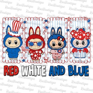 Red White and Blue Monster Doll Png, Cute Monster 4th of July Png, Patriotic Kids Png, PNG Perfect for Kid Shirt Design, Independence Day