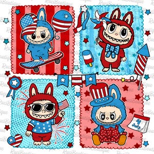 Monster Doll 4th of July Png, Patriotic Kids Png, Preppy 4th of July PNG Perfect for Kid Shirt Design, Gift For Boys Png, Independence Day