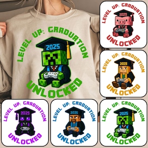 Bundle Graduation Gamer 2025 Png, Senior Graduation Png, Game Characters Grad Png, Graduation 2025 Png, Pixel Gaming Png, Cartoon Movie Png
