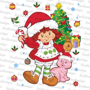 クリスマス ストロベリー カートゥーン PNG、かわいいストロベリー ガール PNG、ベリー クリスマス、ガーリー クリスマス PNG、80 年代のカートゥーン映画 PNG、デジタル ファイル