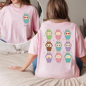 Gepersonaliseerde kindernamen T-shirtontwerp, grappige personages png, tekenfilmploeg png, trendy monsterpop png, perfect voor kinderen sublimatie