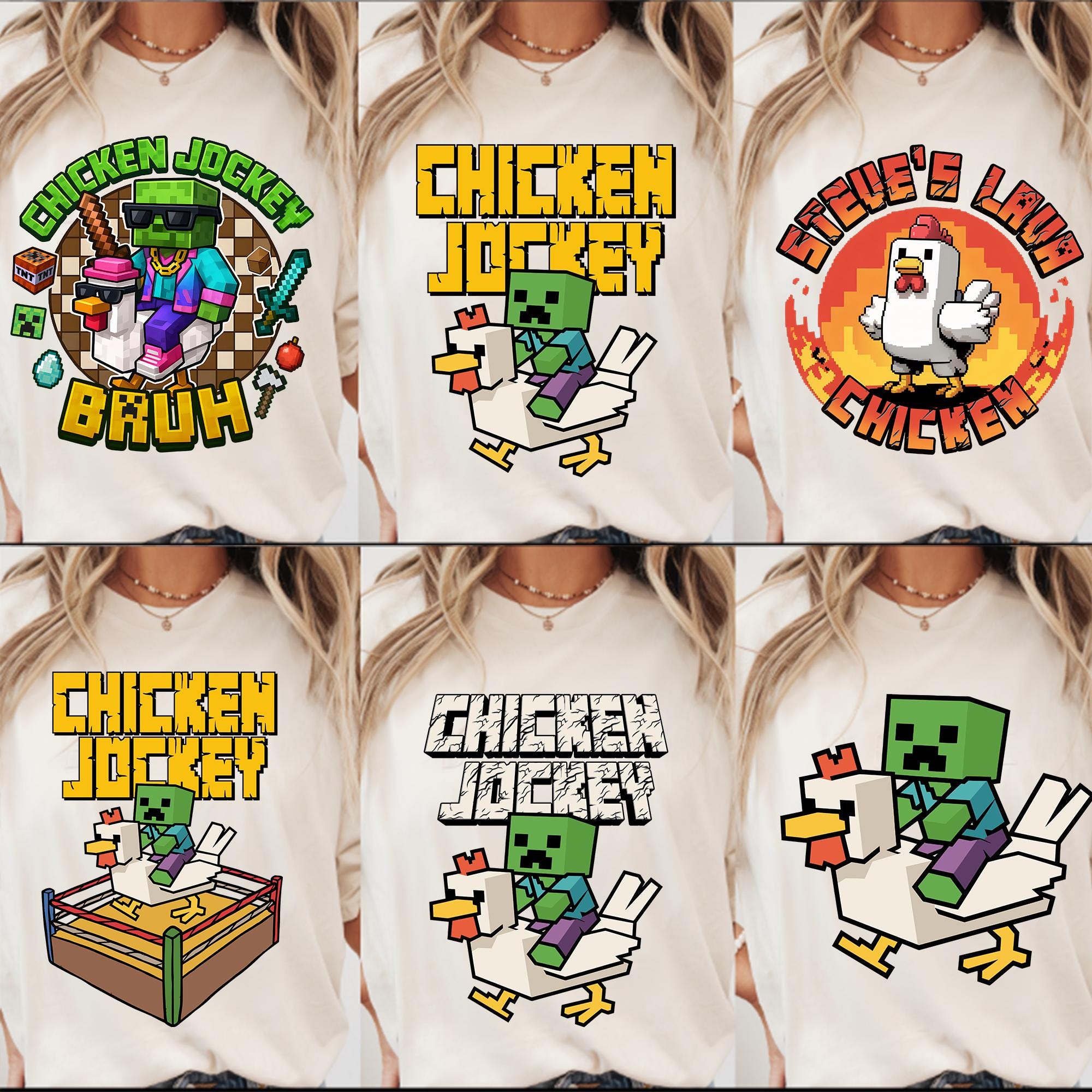 Funny Game Character  Png Svg Bundle, Funny Riding Chicken Svg, Gift For Gamers, Lava Chicken Png, Funny Chicken Pixel Svg Cut File