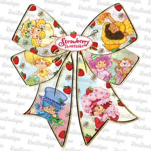Niedliches Beerenmädchen Kokette Bogen Png, Beere Süßes Mädchen und Freunde Png, Kleines Beerenmädchen zum Geburtstag, Karikatur Erdbeercharakter 80er Jahre Png