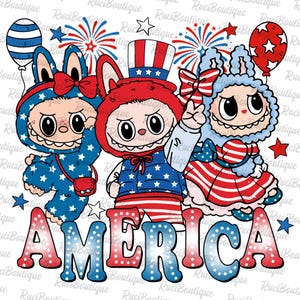 Monster Doll  4th of July Png, America Png, Patriotic Kids Png, 4th of July PNG Perfect for Kid Shirt Design, Gift For Girls, Fireworks Png