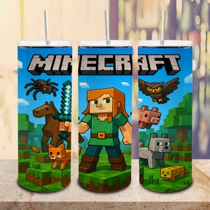 Game Characters Straight and Taper Tumbler Wrap Png, Game 20 oz Skinny Tumbler Png, Cartoon Characters 20oz Tumbler Png, Trendy Tumbler Png