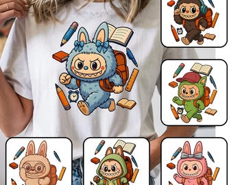 Monster Doll Back To School PngBundle, First Day of School, Kawaii Monster School Shirt Design, Trending Cartoon Character Png