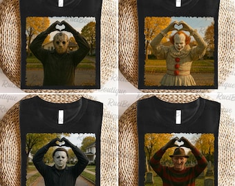Horror Characters Heart Hand Png Bundle, Retro Halloween Png, Halloween Movie Png, Horror Movie Png, Horror Halloween Png, Scary Movie Png