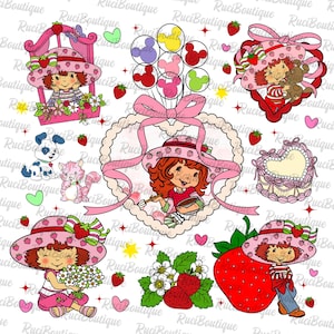 Niedliches Beerenmädchen Kokette Bogen Png, Beere Süßes Mädchen Cartoon Kinder Png, Kleines Beerenmädchen zum Geburtstag, Cartoon Erdbeerfigur 80er Jahre Png