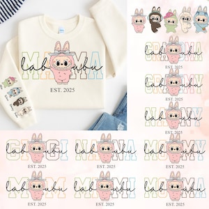 Pacote personalizado de Mama Monster PNG, Mama Est com nome de criança na manga PNG, Boneca da moda combinando mãe e filhos, Presente personalizado para mãe, Dia das Mães