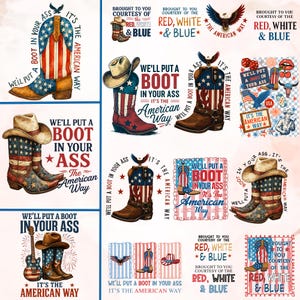Nous vous mettrons une botte dans le cul png, 4 juillet png, 4 juillet png, conception de musique country, sublimation patriotique des États-Unis, cadeau pour elle