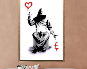 Love or Money Banksy Boy Canvas Wall Art/ Banksy Love Money