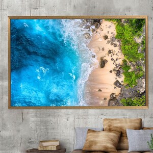 Arte su tela raffigurante una spiaggia: decorazione murale con paesaggio marino tropicale