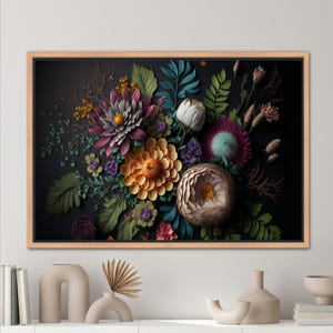 Colorful Floral Canvas Art: Modern Flower Wall Decor