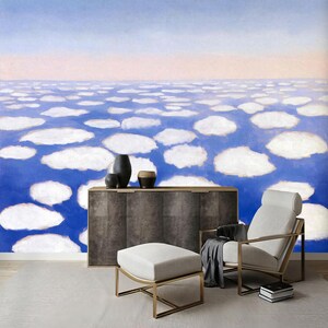 Dreamy Cloudscape Wall Mural, Abstract Clouds Wall Art, Cotton Cloudscape Wall Mural, Blue Sky and Clouds Wall Art, Abstract Nature Decor,