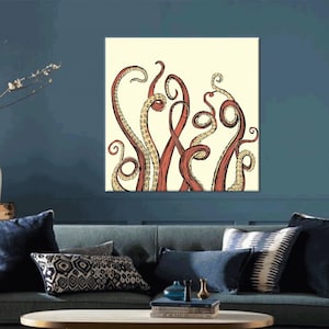 Gift For The Home, Octopus Wall Decor, Octopus Leg Art Canvas, Modern Wall Art, Octopus Tentacle Wall Hangings, Modern Art Canvas,