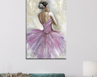 Ballerina Canvas Wall Art: Pink Tutu Ballet Dancer Print - Girl's Room Decor