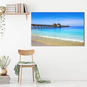 View Canvas Gift, Wedding Gift For Couple Personalized, USA Canvas Gift, Coastal Canvas, Naples Pier Printed, Printable Wall Art,
