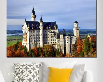 Neuschwanstein Castle Canvas Art: Germany Landscape Wall Decor