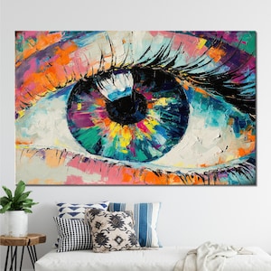 Eye Canvas Art, Abstract Eye, Colorful Eye, Oil Wall Decor, Colorful Canvas Decor, Looking Eye Art, Contemporary, Modern Canvas Art,