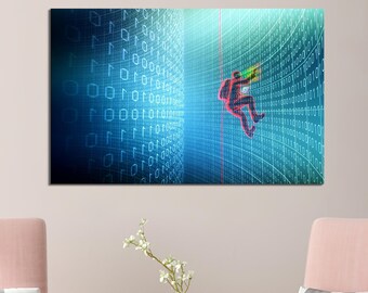 Matrix Code Printed, Personalized Gift Box, Modern Wall Decor, Cyber Art Canvas, Binary System Printed, Personalized Gift For Her,