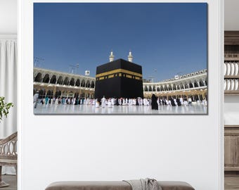 Kaaba in Mecca Canvas Art: Islamic Mosque Scene, Hajj-Inspired Decor