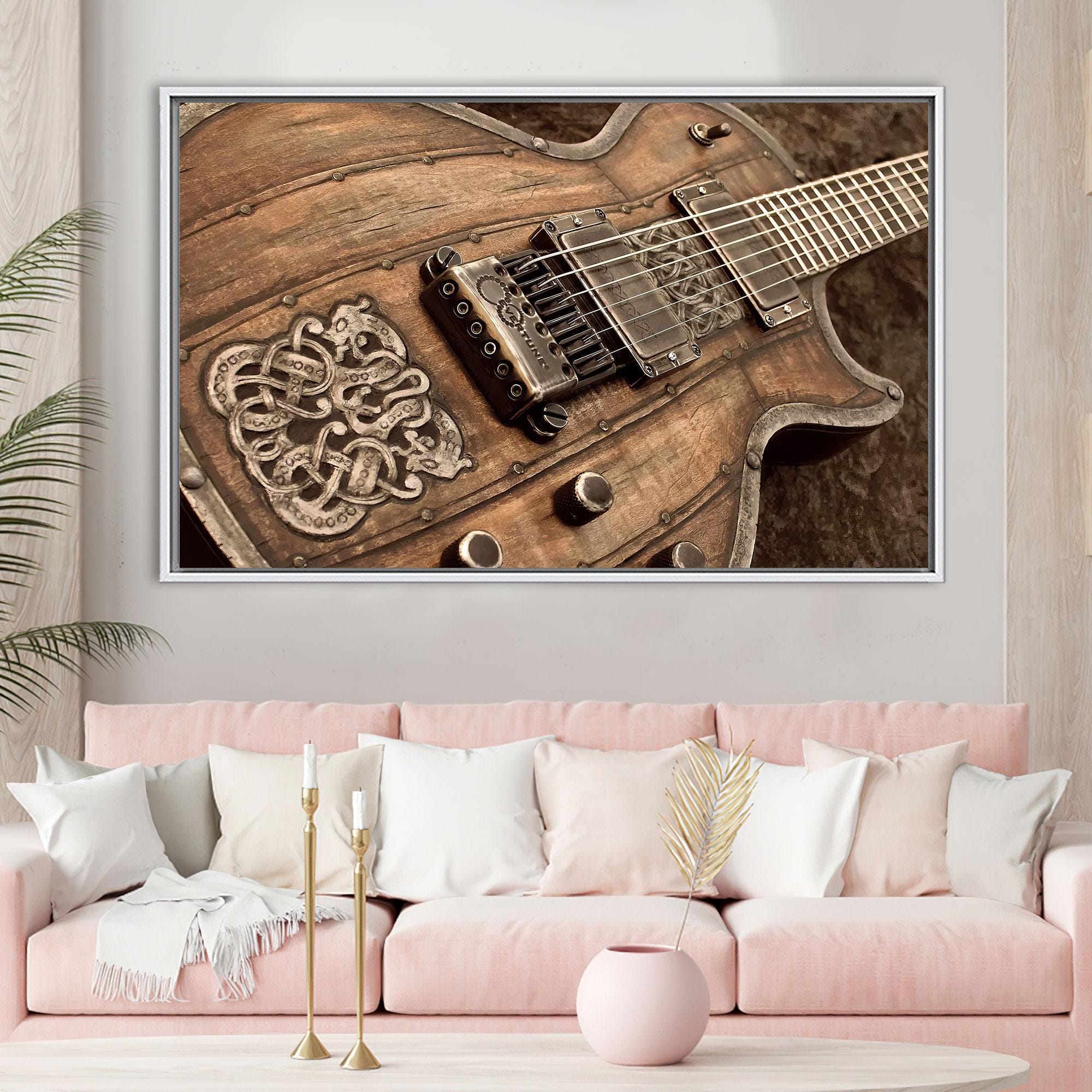 Viking Guitar Canvas Art: Rustic Norse Rock Decor - Etsy