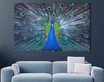 Peacock Canvas Art: Modern Animal Print, Home Decor Wall Hanging