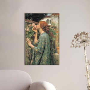John William Waterhouse - El alma de la rosa - Impresión en lienzo para pared, pintura prerrafaelita, póster, lienzo de algodón, decoración para interiores clásicos