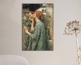 Canvasprint 'The Soul of the Rose' Waterhouse: prerafaëlitische muurkunst