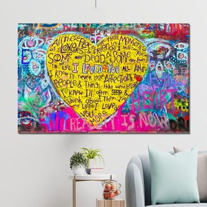 Personalized Teacher Gift, Love Canvas Art, Love Graffiti Art Canvas, Banksy Graffiti Art, Graffiti Wall Decor, Christmas Gifts,