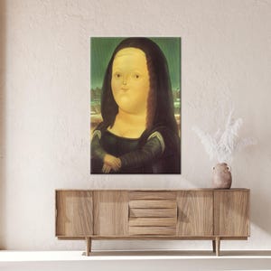Moderne gedruckt, Mona Lisa von Fernando Botero 3D Leinwand, Mona Lisa 3D Leinwand, berühmte 3D Leinwand, zeitgenössische Kunst Dekor, Hochzeit Dekor Kunst,