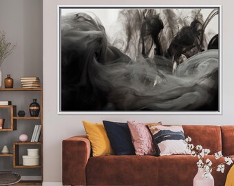 Gray Smoke Canvas Art: Modern Black & White Wall Hanging