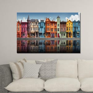 Gifts, Canvas, Colorful City Wall Hangings, Housewarming Gift, Hause Poster, View Art Canvas, Handmade Gift, Office Decor Art,
