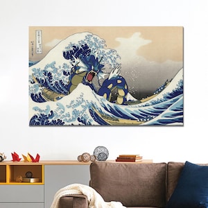 Welle vor Kanagawa Leinwand Poster, berühmte Wandkunst, japanische Wandbehänge, die große Welle 3D Leinwand, Babygeschenk für Jungen,