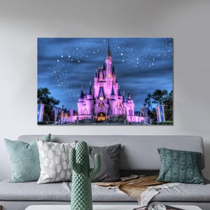 Cinderella Castle Canvas Art: Starry Disneyland Wall Decor
