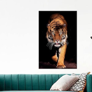Tiger Leinwand, Mann Höhle Leinwand Kunst, Tier Kunst, Wilde Tiere Poster, personalisierte Geschenk für ihn, Baby Mädchen Geschenk personalisiert, 3D Wandkunst,