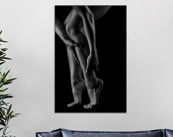 Impression sur toile forme féminine en noir et blanc - oeuvre d'art minimaliste
