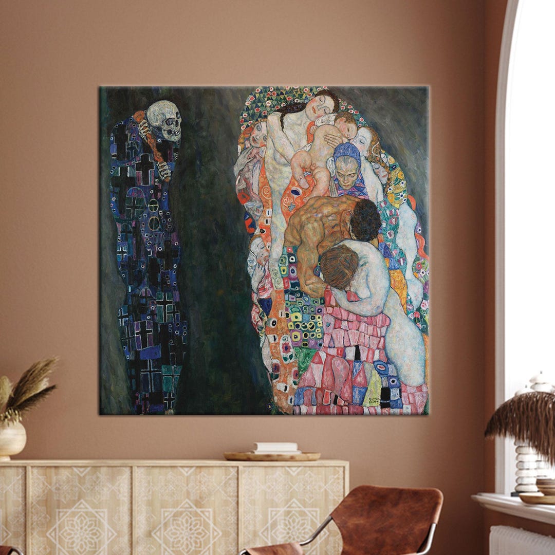 Gustav Klimt Death and Life Wall Art Canvas Print Symbolist Painting ...