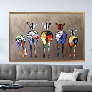 Färgglad Zebra 3D-kanvas: Abstrakt graffiti gatukonst väggdekor