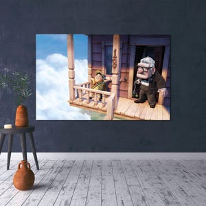 Up Movie Canvas Art, Air House Wall Decor, Air Balloon Canvas, Cartoon Artwork, Kids Room Decor,  Nursery, Up Carl Art, Carl Fredricksen,