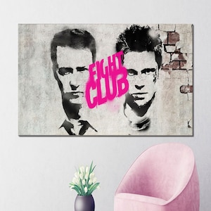Fight Graffiti Canvas Gift, Graffiti Artwork, Fight Club Wall Hangings, Boho Wall Decor, Man Cave Wall Hangings, Gifts,