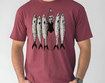 Sardines and Girl Graphic Tee: La Dolce Vita Unisex Shirt