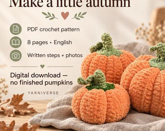 Pumpkin Crochet Pattern PDF, Low Sew Amigurumi for Halloween and Fall