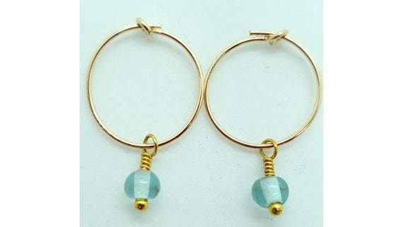 Roma Hoops in Aqua Chalcedony Roma Hoops in Aqua Chalcedony