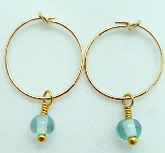 Roma Hoops in Aqua Chalcedony Roma Hoops in Aqua Chalcedony