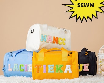 Custom Chenille Patch Duffle Bag: Personalized Kids Overnight Bag