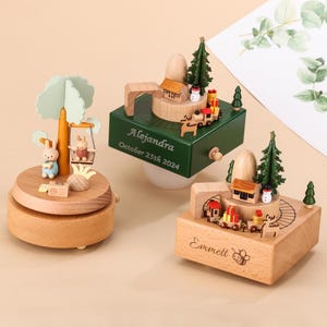 Caja de música de tren de madera personalizada, carrusel musical personalizado, regalo de cumpleaños/Navidad para hija, regalo de baby shower, caja de música con nombre grabado